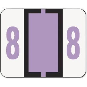 Smead BCCRN Bar-Style Color-Coded Numeric Label, 8, Label Roll, Lavender, 500 Labels per Roll (67378)