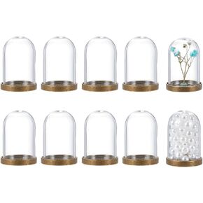 PH PandaHall 10 Sets Glass Display Cloche Dome, Decorative Display Case Cloche Bell Jar with Metal Base for Collectibles Flower Office Home Tabletop Centerpiece Decoration,0.9x1.5inch