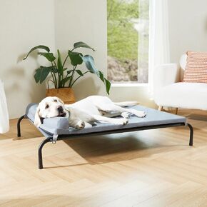 سرير كلب مرتفع ومبرد مع مسند - سرير حيوانات أليفة مرتفع مقاوم للماء وقابل للغسل للاستخدام الداخلي والخارجي، سرير كلب مرتفع مريح للكلاب الصغيرة والكبيرة (رمادي، 48 بوصة طول × 38 بوصة عرض × 8 بوصة سمك) in Kuwait