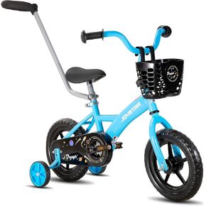 JOYSTAR 10 & 12 Inch Kids Bike for Boys and Girls, Toddler Bike with Training Wheels & Basket, Detachable Parent Push Handle, Children Bicycle, Multiple Colors