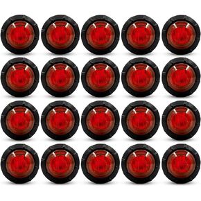 Ourbest Round LED Marker Lights, 20Pcs 3/4" LED Clearence Front Rear Side Marker Light Bullet Grommet Lights for Pickup Truck Offroad Blue