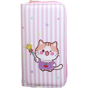 Kids Long Wallet for Little Girls Kids Long Wallet Cluth Zip Around Organizer Wallet PU Clutch Long Purse Cartoon Printed Wallet