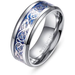 Men's Tianium Ring 8mm Celtic Dargon Ring Wedding Engagement Ring