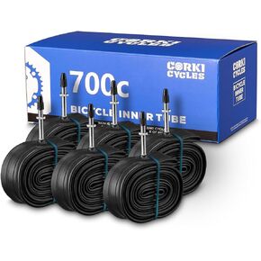 Corki Cycles Road Bike Tubes 700 x 23C 24C 25C 28C 30C 32C 35C 37C 38C 40C 43C Presta Valve Stem (48mm/60mm) 6 Pack