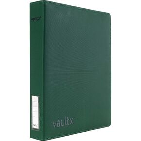 Vault X Premium Exo-Tec 3 Ring TCG Binder for 9 Pocket Trading Card Pages - 30+ Page Capacity Easy Open 3 D-Ring Clip Binder for TCG CCG Photo Cards (Slim, Green)
