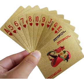 24K Gold Foil Playing Cards Deck - Perfect for Poker, Practical Jokes & Party Gifts!Christmas, Halloween, Thanksgiving Gift (Golden-B)