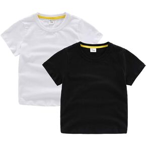 Baby Toddler Solid Color Short Sleeve T-Shirts for Boys Girls Summer Basic Cotton Crewneck Tee Shirt Tops