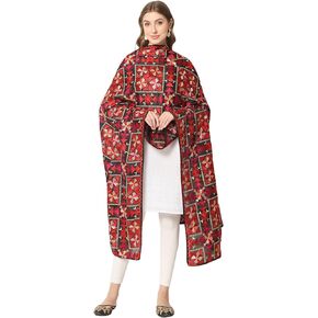 Zamour Women's Punjabi Phulkari Bagh Dupatta Chunni with heavy Embroidery on Poly Chinnon
