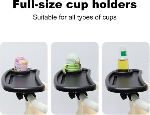 Stroller Snack Tray with Stroller Cup Holder and Phone Holder，3 in 1 Universal Stroller Snack Tray and 2 Stroller Hooks，Removable Clip Hook Stroller Accessories for Stroller Bumper Bar in Saudi Arabia