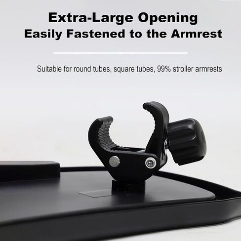 Stroller Snack Tray with Stroller Cup Holder and Phone Holder，3 in 1 Universal Stroller Snack Tray and 2 Stroller Hooks，Removable Clip Hook Stroller Accessories for Stroller Bumper Bar in Saudi Arabia