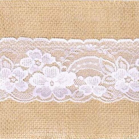 Mocca 5Pcs Burlap Lace Chair Sashes 6×94inch,Hessian Jute Chair Cover Bows Rustic Linen Lace Chair Bows for Wedding Decoration, Bridal Showers,Party, Home Decor in Kuwait