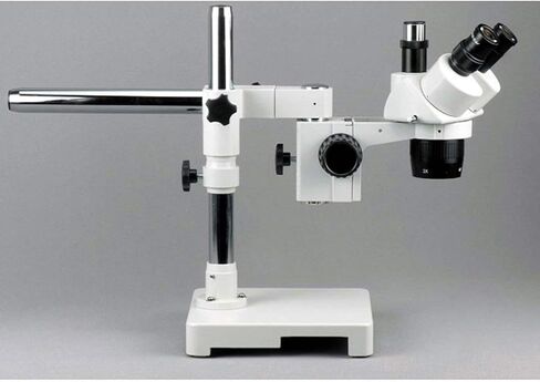 مجهر ستيريو ثلاثي العينيات من AmScope SW-3T13X، عدسات WH10x، تكبير 5X/10X/15X/30X، هدف 1X/3X، حامل ذراع واحد، يتضمن عدسة بارلو 0.5X in Saudi Arabia