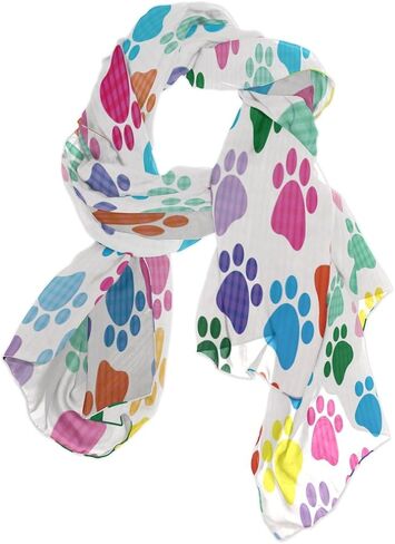 Fashion Colorful Dog Paw Print Chiffon Long Scarf Shawl Wrap in Saudi Arabia