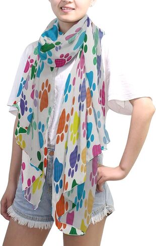 Fashion Colorful Dog Paw Print Chiffon Long Scarf Shawl Wrap in Saudi Arabia