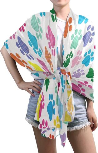 Fashion Colorful Dog Paw Print Chiffon Long Scarf Shawl Wrap in Saudi Arabia