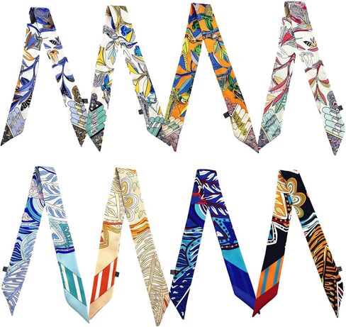8 Pack Purse Scarf for Bags Silk Head Scarf for Hair Handbag Women Scarfs Band Hair Neck Scarves Fashion Gifts,18-2 in Kuwait