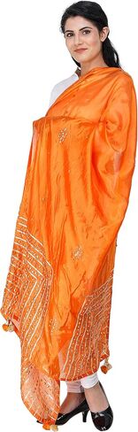 Silk Dupatta From Amritsar with Gota Patti, Floral Beads and Velvet Tassels on Edges in Saudi Arabia