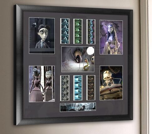 Tim Burton's Corpse Bride - عرض فني جداري ثلاثي مؤطر مقاس 11 بوصة × 20 بوصة من FilmCells - يضم ستة (6x) مشابك أفلام مقاس 35 مم - إصدار محدود مرخص رسميًا للتحصيل in Saudi Arabia