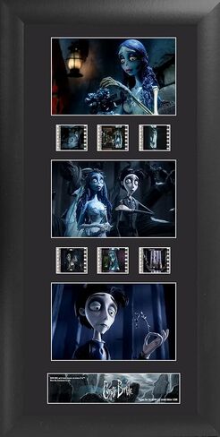 Tim Burton's Corpse Bride - عرض فني جداري ثلاثي مؤطر مقاس 11 بوصة × 20 بوصة من FilmCells - يضم ستة (6x) مشابك أفلام مقاس 35 مم - إصدار محدود مرخص رسميًا للتحصيل in Saudi Arabia