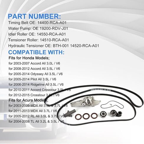Timing Belt Kit with Water Pump Fits for Honda 2003-2018 Odyssey Accord Crosstour Pilot Ridgeline, for Acura MDX/RDX/RL/TL/TSX/ZDX Saturn Vue 3.0L 3.5L 3.7L in Saudi Arabia