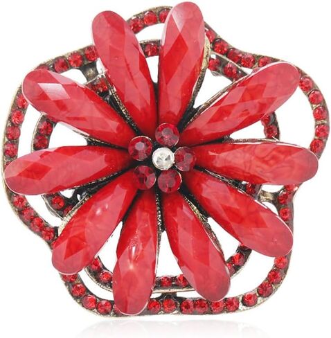 Exaggerated Flower Statement Ring for Women Girls Gold Plated Colorful CZ Rhinestone Birthstone Big Cherry Blossom Petals Finger Rings Fashion Art Deco Jewelry Gift for Christmas Festival Cocktail Party in Saudi Arabia