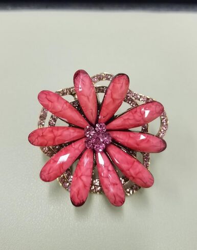 Exaggerated Flower Statement Ring for Women Girls Gold Plated Colorful CZ Rhinestone Birthstone Big Cherry Blossom Petals Finger Rings Fashion Art Deco Jewelry Gift for Christmas Festival Cocktail Party in Saudi Arabia