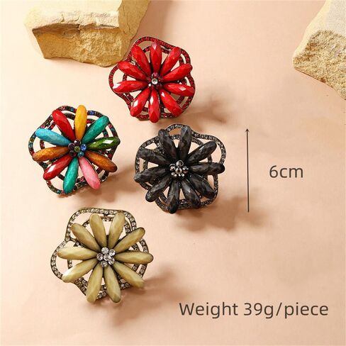 Exaggerated Flower Statement Ring for Women Girls Gold Plated Colorful CZ Rhinestone Birthstone Big Cherry Blossom Petals Finger Rings Fashion Art Deco Jewelry Gift for Christmas Festival Cocktail Party in Saudi Arabia