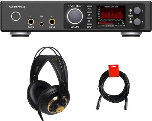 RME ADI-2/4 Pro SE 2-AD/4-DA 768 كيلو هرتز، حزمة محول عالي الأداء (الإصدار الأسود) مع سماعات رأس AKG K240 Studio Pro وكابل XLR-XLR in Saudi Arabia