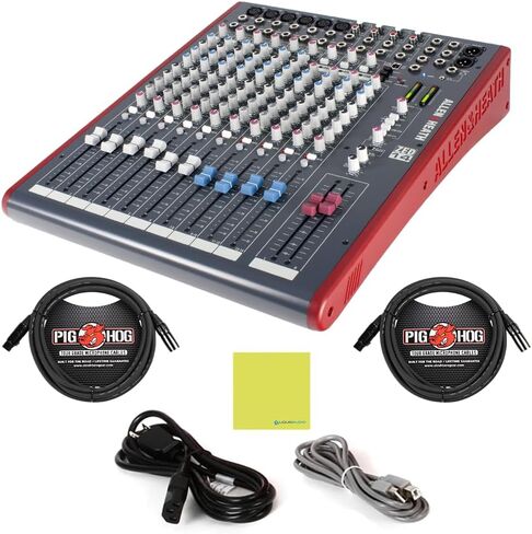Allen & Heath AH-ZED14 Mid 2-Bus Live Sound Mixer with Stereo Interface Bundle w/ 2-Pack Pig Hog PHM15 Mic Cables, Power Cable, USB Cable & Liquid Audio Polishing Cloth in Saudi Arabia