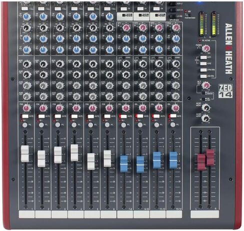 Allen & Heath AH-ZED14 Mid 2-Bus Live Sound Mixer with Stereo Interface Bundle w/ 2-Pack Pig Hog PHM15 Mic Cables, Power Cable, USB Cable & Liquid Audio Polishing Cloth in Saudi Arabia