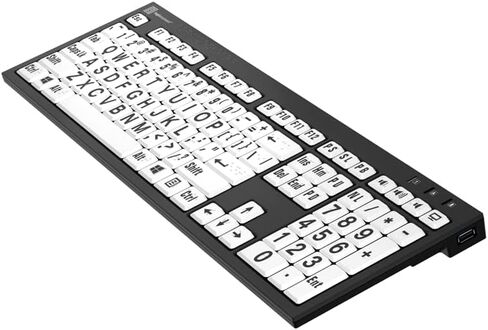 لوحة مفاتيح Logickeyboard مع أبجدية بطريقة برايل مكونة من 6 نقاط وتخطيط طباعة كبير | بما في ذلك مصباح لوحة المفاتيح LogicLight™ | USB سلكي | محور USB مدمج | متوافق مع أجهزة الكمبيوتر التي تعمل بنظام Windows in Kuwait