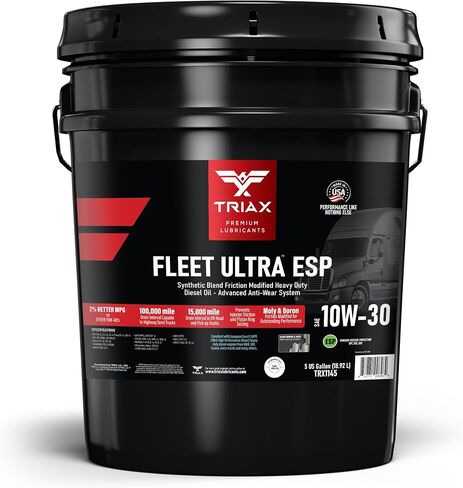 ترياكس فليت الترا ESP 10W-30 API CK-4 مزيج صناعي مرخص، أداء المولي والبورون معزز، زيت محرك ديزل عالي التحمل، متوافق مع فولفو، ماك، كومينز، DD (سطل 5 جالون) in Saudi Arabia