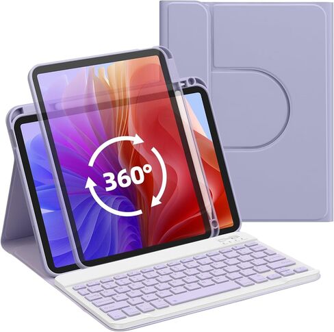 حافظة GOOJODOQ الجيل العاشر مع لوحة مفاتيح، iPad 10th Gen 10.9 بوصة 2022 حافظة دوارة ولوحة مفاتيح بلوتوث قابلة للفصل مع حامل أقلام لإصدار 10.9 بوصة 2022 A2696 A2757 A2777-Purple in Kuwait