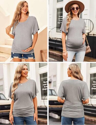 Ekouaer Maternity Shirts 3 Packs Dolman Sleeve Side Ruched Tops Clothes in Saudi Arabia