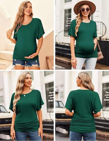 Ekouaer Maternity Shirts 3 Packs Dolman Sleeve Side Ruched Tops Clothes in Saudi Arabia