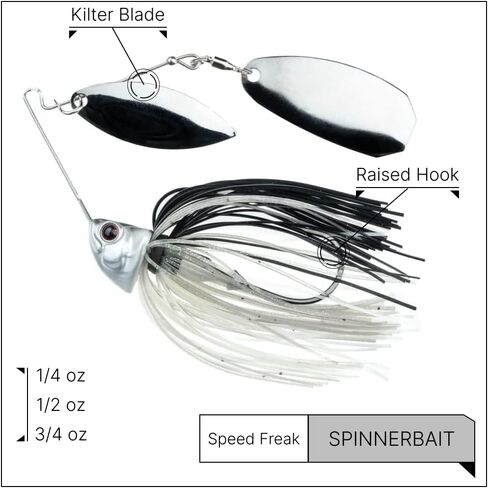 Speed Freak Full Frame Largemouth Spinnerbait with Kilter Blade | 1/2 oz., Smokey Shad, 2-Pack (PN: 53203-2PK) in Saudi Arabia
