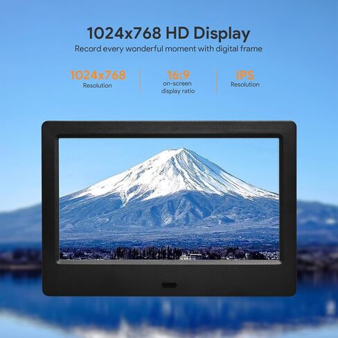 إطار صور رقمي IPS مقاس 7 بوصة | شاشة عالية الدقة 1024x600 | الكل في واحد: الصور والموسيقى والفيديو والتقويم والساعة | التحكم عن بعد | بطاقة USB/SD in Kuwait