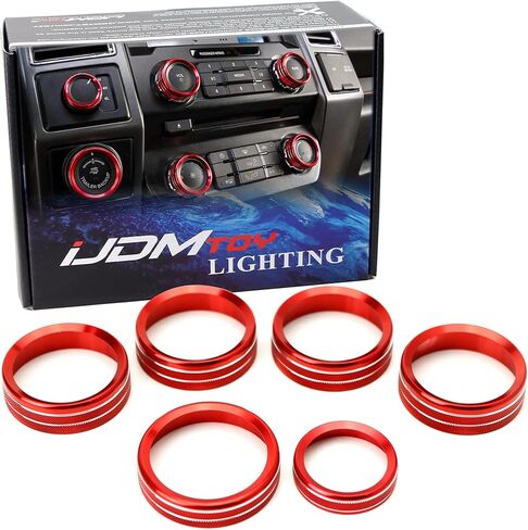 iJDMTOY 6pc Sports Blue Aluminum Air Conditioner Stereo Volume/Tune Trailer/4WD Switch Turner Ring Covers Compatible with 2016-2020 Ford F-150 in Saudi Arabia