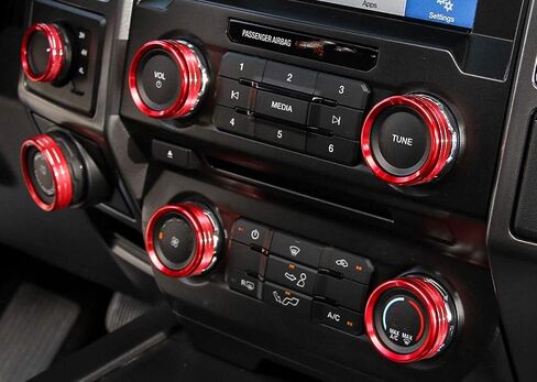 iJDMTOY 6pc Sports Blue Aluminum Air Conditioner Stereo Volume/Tune Trailer/4WD Switch Turner Ring Covers Compatible with 2016-2020 Ford F-150 in Saudi Arabia