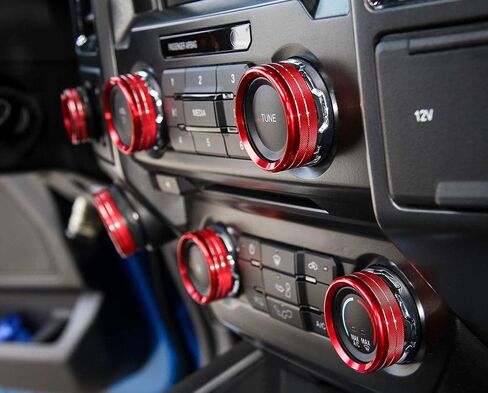 iJDMTOY 6pc Sports Blue Aluminum Air Conditioner Stereo Volume/Tune Trailer/4WD Switch Turner Ring Covers Compatible with 2016-2020 Ford F-150 in Saudi Arabia