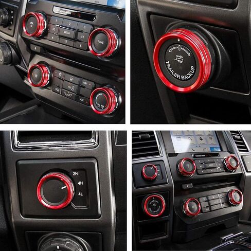 iJDMTOY 6pc Sports Blue Aluminum Air Conditioner Stereo Volume/Tune Trailer/4WD Switch Turner Ring Covers Compatible with 2016-2020 Ford F-150 in Saudi Arabia