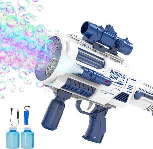 Bubble Guns Automatic with Build-in Bubble Solution (4.4 oz), 3 Fans Drive 6X Lens Bubble Blower Machine, Cool Favors for Summer Ourtdoor Party Birthday Wedding Toy in Saudi Arabia