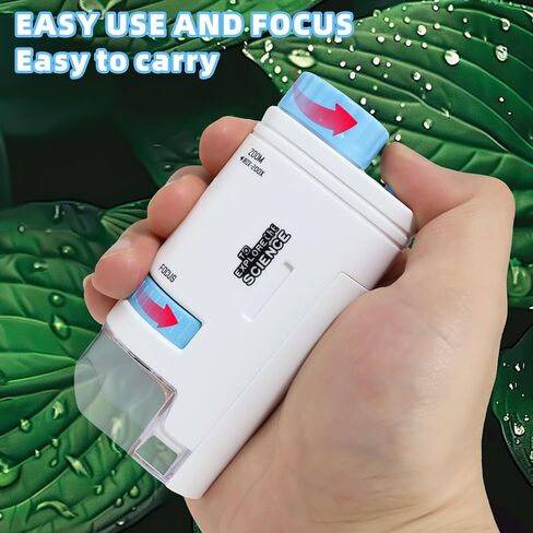 مجهر الجيب Maxee، مجهر صغير محمول باليد 80x-200x للأطفال مزود بمصابيح LED، 8 عينات شرائح للأطفال والطلاب البالغين in Kuwait