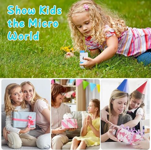 مجهر الجيب Maxee، مجهر صغير محمول باليد 80x-200x للأطفال مزود بمصابيح LED، 8 عينات شرائح للأطفال والطلاب البالغين in Kuwait
