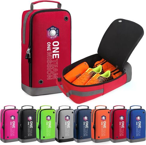 brooman Youth Adult Soccer Shoe Bag Sport Gear Waterproof Zippered Shoe Storage Organizer for Gym Golf Football Travel (Black) in Saudi Arabia