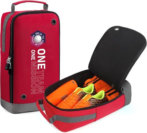 brooman Youth Adult Soccer Shoe Bag Sport Gear Waterproof Zippered Shoe Storage Organizer for Gym Golf Football Travel (Black) in Saudi Arabia