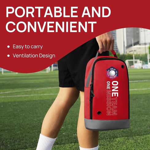 brooman Youth Adult Soccer Shoe Bag Sport Gear Waterproof Zippered Shoe Storage Organizer for Gym Golf Football Travel (Black) in Saudi Arabia