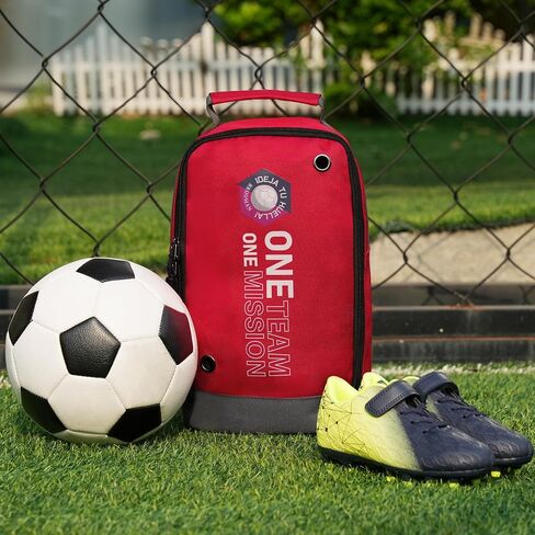 brooman Youth Adult Soccer Shoe Bag Sport Gear Waterproof Zippered Shoe Storage Organizer for Gym Golf Football Travel (Black) in Saudi Arabia
