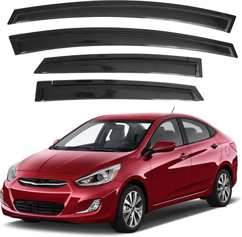 حاجب النافذة متوافق مع Hyundai Accent 2012-2017، شريط حماية من المطر، عاكس نافذة جانبي للتهوية الجانبية للرياح والشمس، 2012 2013 2014 2015 2016 2017 (سيدان) in Kuwait