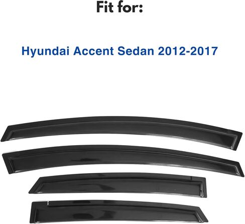 حاجب النافذة متوافق مع Hyundai Accent 2012-2017، شريط حماية من المطر، عاكس نافذة جانبي للتهوية الجانبية للرياح والشمس، 2012 2013 2014 2015 2016 2017 (سيدان) in Kuwait